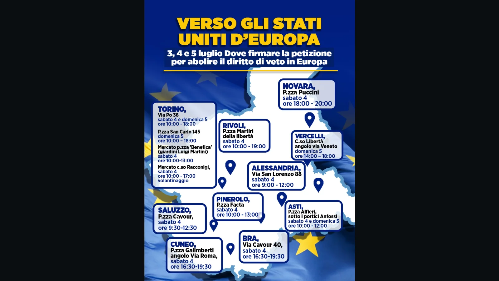 Mobilitazione in tutto il Piemonte per chiedere lo stop del diritto di veto