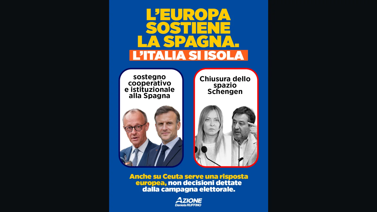 Anche su Ceuta serve una risposta europea, non decisioni dettate dalla campagna elettorale.